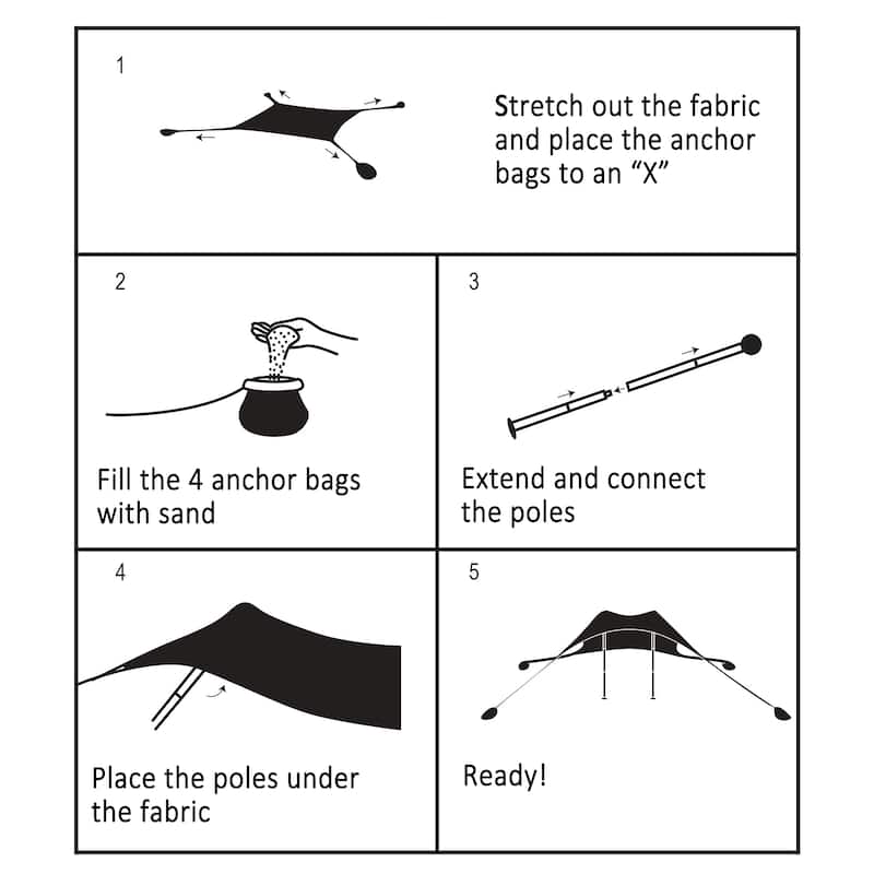 ALPHA CAMP Beach Sunshade 7.6 x 7.2 FT Portable Canopy Tent Sun Shelter Shade with Sandbag Anchors