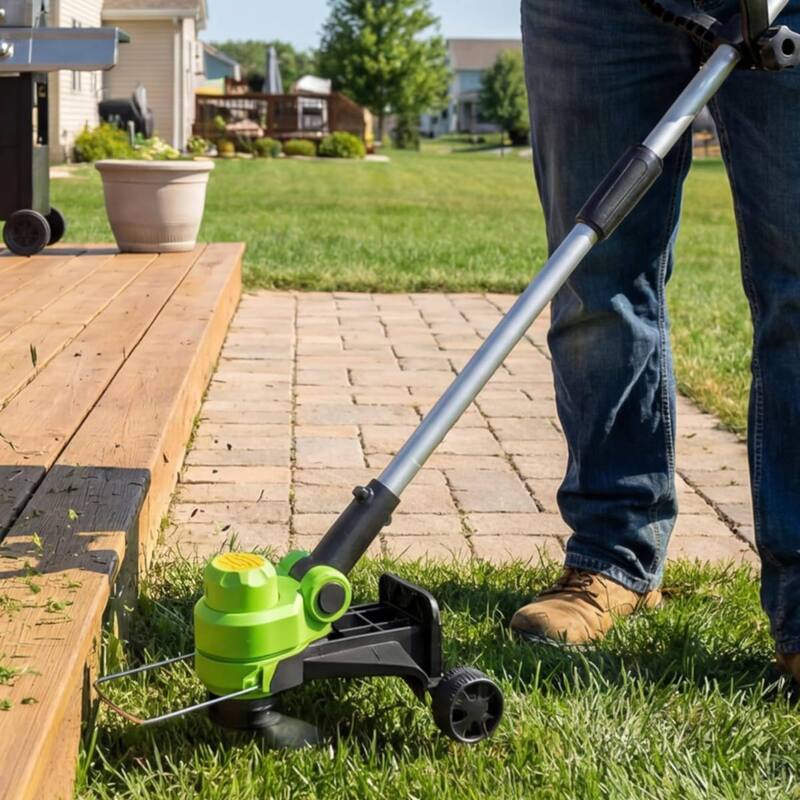 12" Cordless Weed Wacker, Grass Trimmer with Wheels, 8 pcs Spools Lines