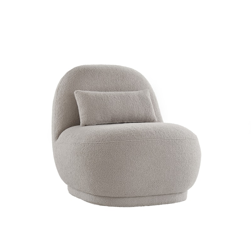 Willits Boucle Lounge Chair with Rounded Design and Lumbar Pillow by iNSPIRE Q Modern - Light Gray