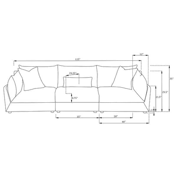 dimension image slide 0 of 2, Sasha 3-Piece Upholstered Sofa Barely Black
