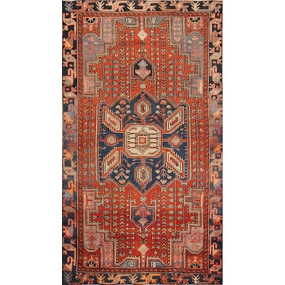 Hand Knotted Oriental 100% Wool Carpet Traditional Medallion Oranges & Rust Hamedan Area Rug - 6' 8'' X 4' 0''