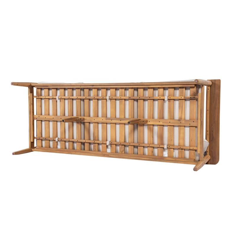 Christopher Knight Home - Terassi Outdoor Acacia Wood 3-Seater Sofa with Wide Armrest & Backrest Support Cushion - 76.25"W