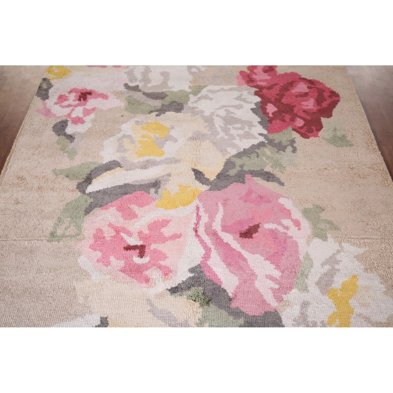 Handmade Abstract Indian Area Rug Oriental Wool & Silk Carpet - 5'4"x 8'3"