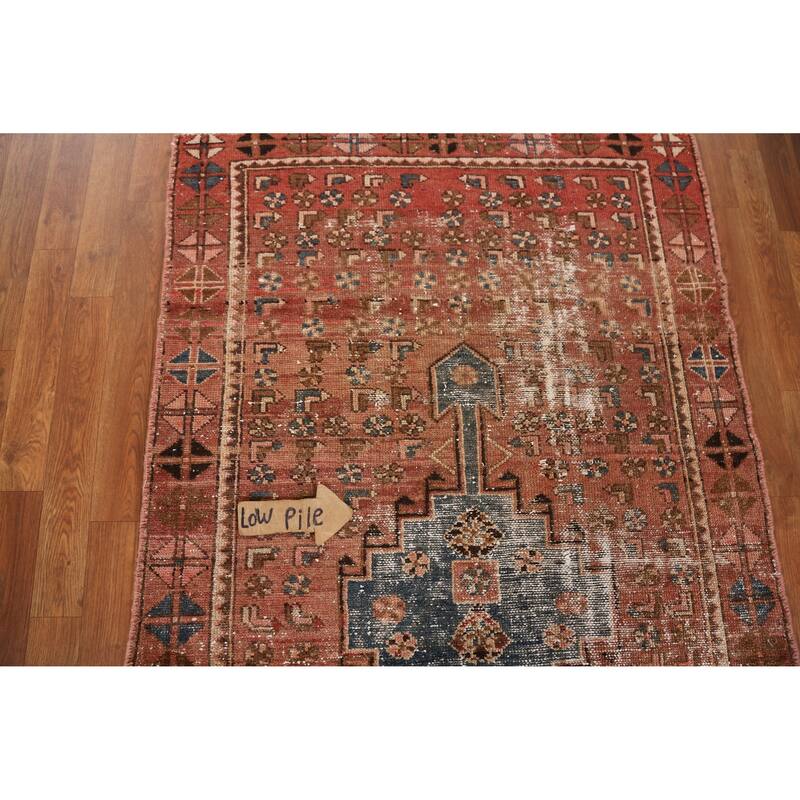 Hand Knotted Oriental 100% Wool Carpet Traditional Geometric Oranges & Rust Hamedan Area Rug - 6' 0'' X 3' 7''