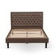 preview thumbnail 4 of 28, 3 Pc Bed Set - Bed Frame with Brown Linen Fabric Padded - Button Tufted Headboard - 2 Wooden Nightstand (Bed Size Options)