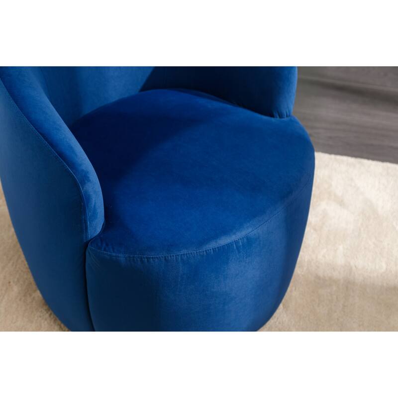 Velvet Swivel Barrel Chair with 360° Black Metal Base