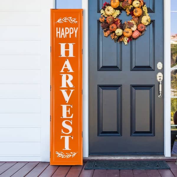 If you want your porch sign to have a reclaimed look be creative as you apply your base paint with the chip brush. Glitzhome Garden Outdoor Wooden Porch Sign Overstock 28589809 42 H White Harvest