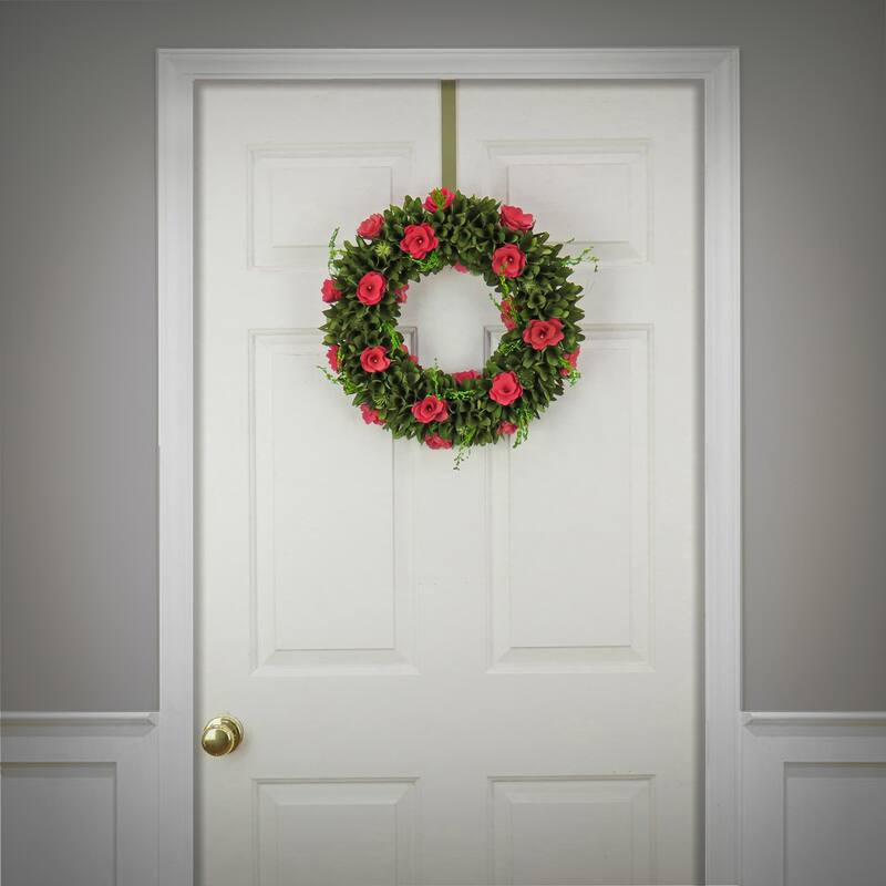 National Tree Company 18 in. Hot Pink Spring Floral Wreath - 18 in