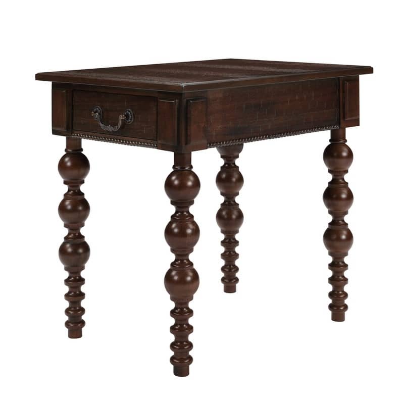 Retro 24" Solid Wood End Table with Drawer Easy Assembly Vintage Narrow Sofa Side Table for Living Room