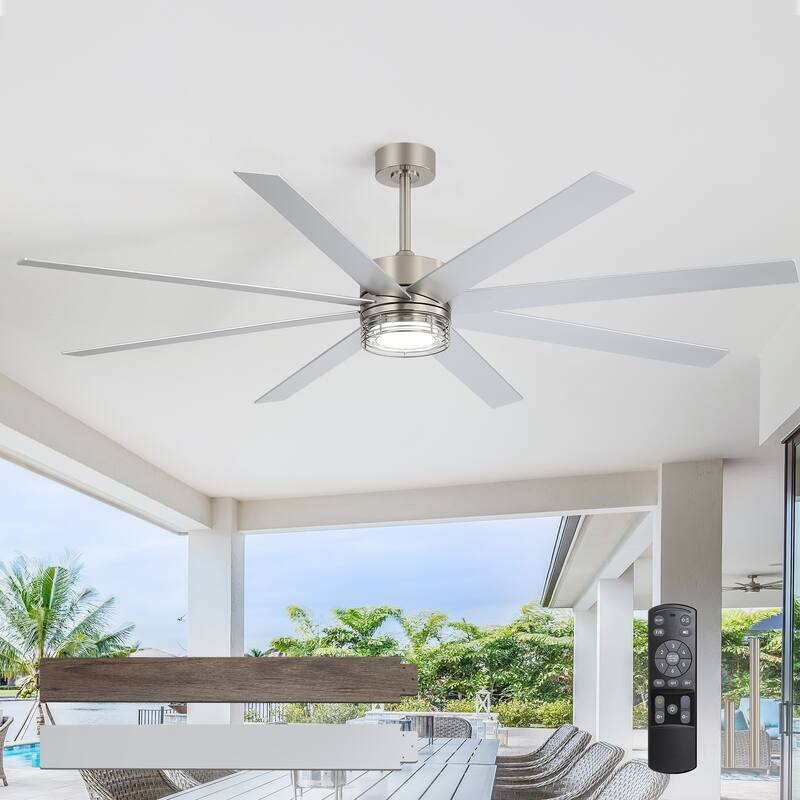 72/52-inch Reversible 8/5-Blade Dimmable LED Ceiling fan with Light and Remote