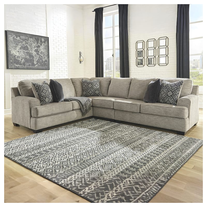 Signature Design by Ashley Bovarian Beige and Grey 3-Piece Sectional Sofa - Beige - Right Facing
