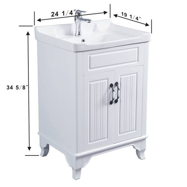 Shop 34 5 8 H X 24 1 4 W White Bathroom Vanity Cabinet With Top Wall Mount Sink Overstock 20727376