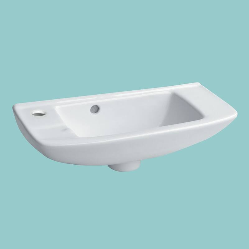 West Edgewood White Ceramic Wall Mount Sink with Overflow and Single Left-Sided Faucet Hole