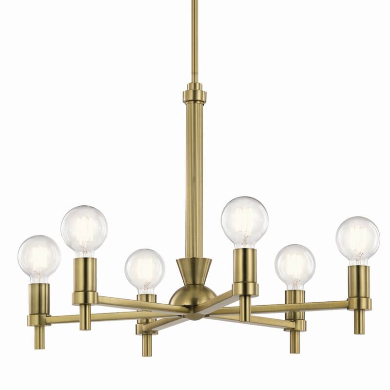 Kichler Torvee 26 Inch 6 Light Chandelier in Brushed Natural Brass