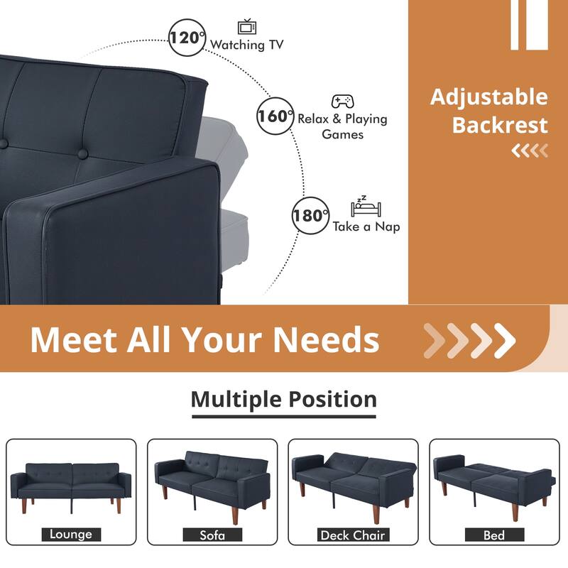 Futon Sofa Bed Memory Foam Couch Sleeper Daybed Foldable Convertible Loveseat