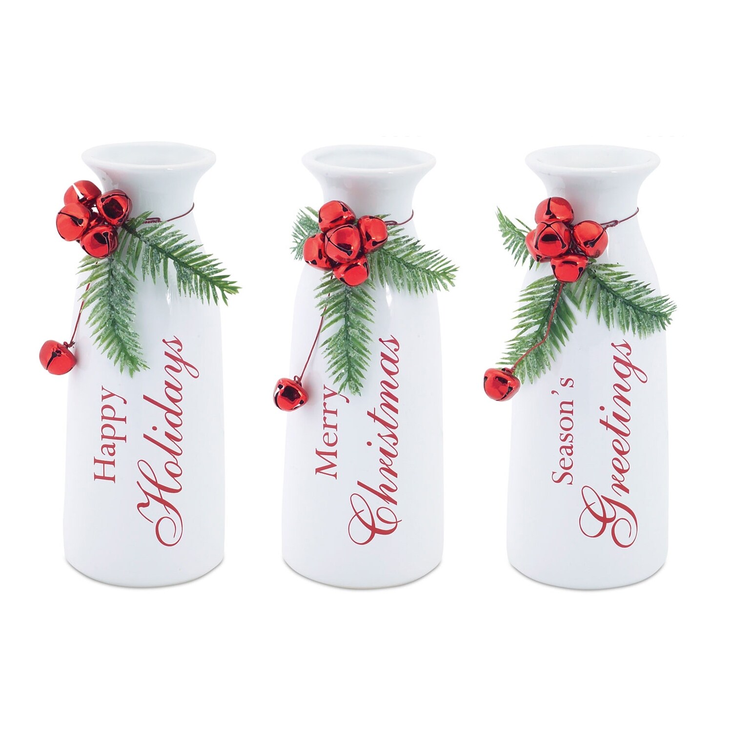 Shop Set Of 3 White Milk Bottle Christmas Decorations With Jingle