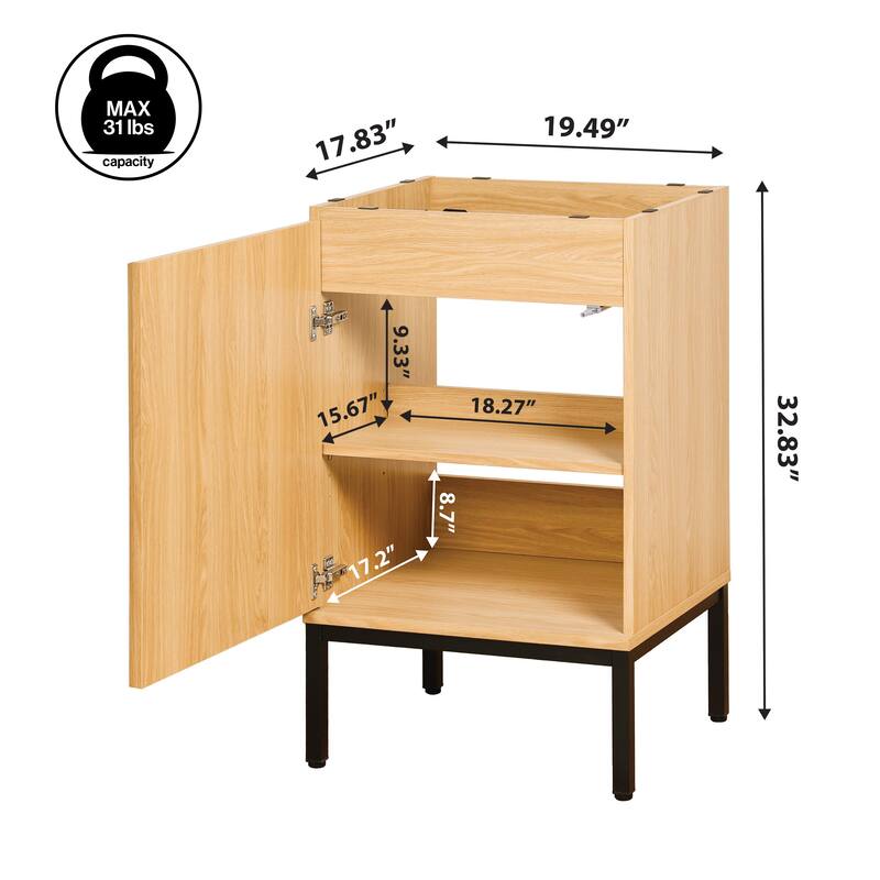 Rowan Geometric Modern Transitional 2-Shelf Bath Vanity Cabinet Only (Sink Basin Not Included), By JONATHAN Y