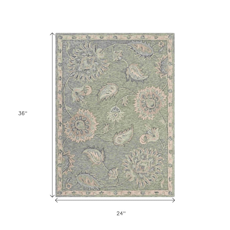 HomeRoots Floral Traditional Rectangle Area Rug - 2' X 3'