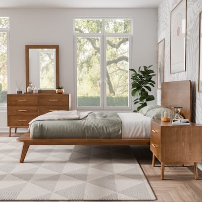 Furniture of America Beau Midcentury 4-Piece Kids Low Profile Platform Bedroom Set