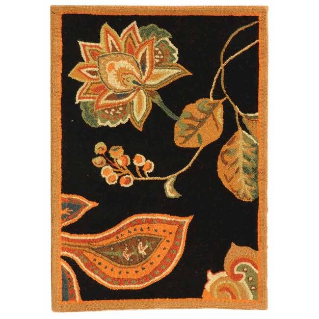 SAFAVIEH Handmade Chelsea Navigation French Country Wool Rug - 2'6" x 4' - Black/Orange