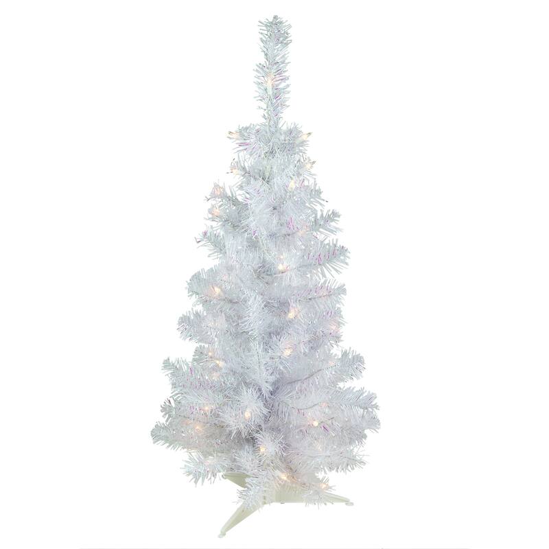 Pre-Lit Medium Rockport White Pine Artificial Christmas Tree - 3' - Clear Lights - 3 Foot