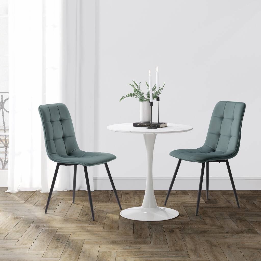 Nash Velvet Side Chair With Black Legs. Set of 2