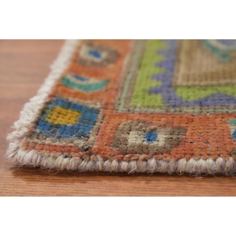 Hand Knotted Oriental 100% Wool Carpet Traditional Floral Brown Tabriz Area Rug - 13' 9'' X 9' 1''