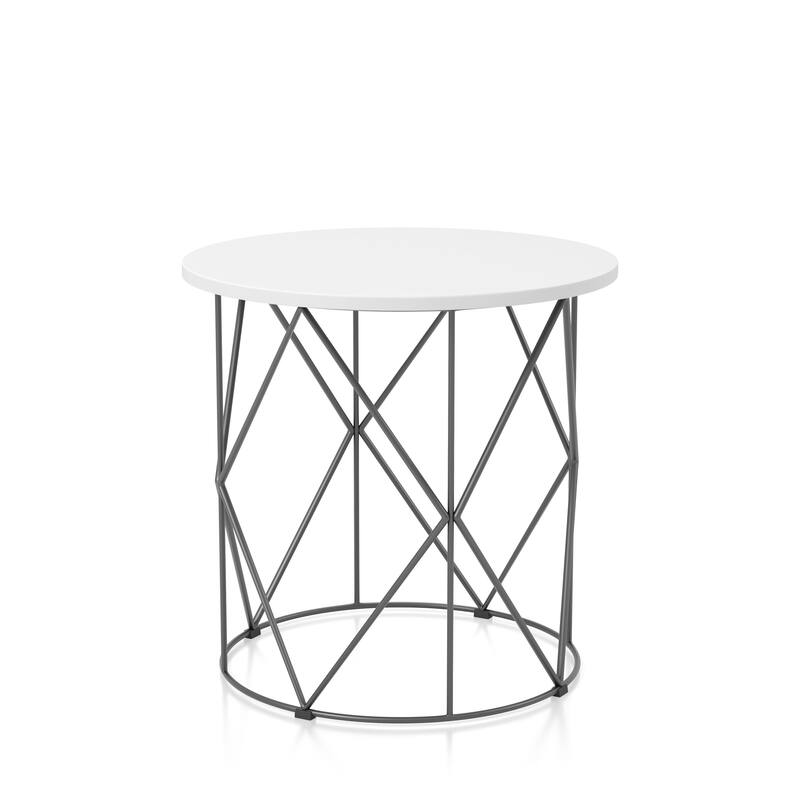 Brigid Modern 23-inch Steel Round Side Table by Furniture of America - White