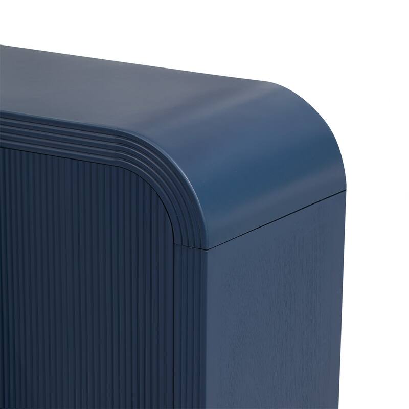 63-Inch Wave-Pattern Console Table with 4 Doors and Adjustable Shelf,Curved design Sofa Table Behind Couch