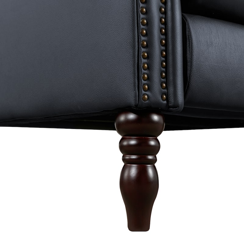 Genuine Leather Comfortable Recliner Chair Adjustable Push Back Recliner Living Room Arm Chair