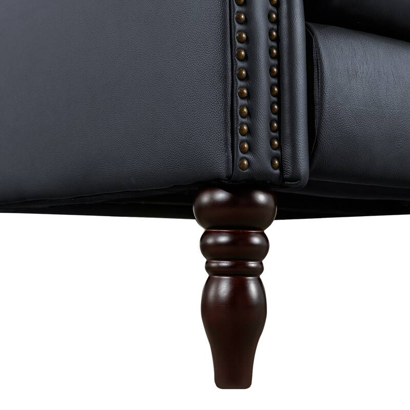 Genuine Leather Push Back Adjustable Recliner with Comfortable Arms for Living Room Chair
