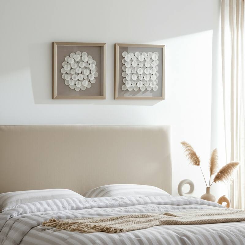 Resin Dimensional Petal Canvas Wall Art (Set of 2) - 20" White