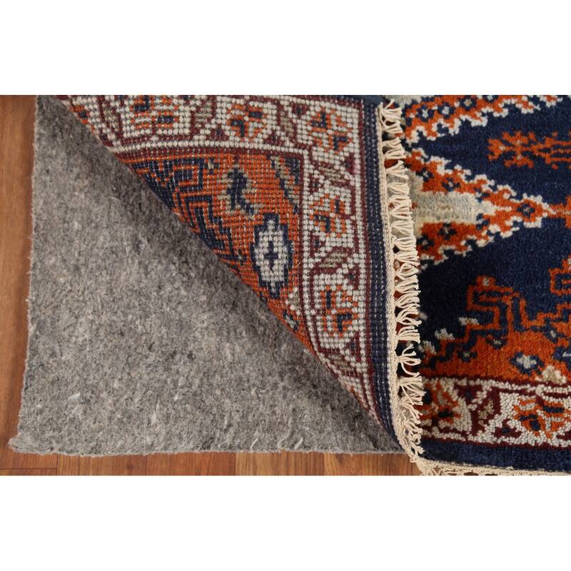 Blue Geometric Viss Oriental Runner Rug Handmade Wool Carpet - 2'7"x 7'10"