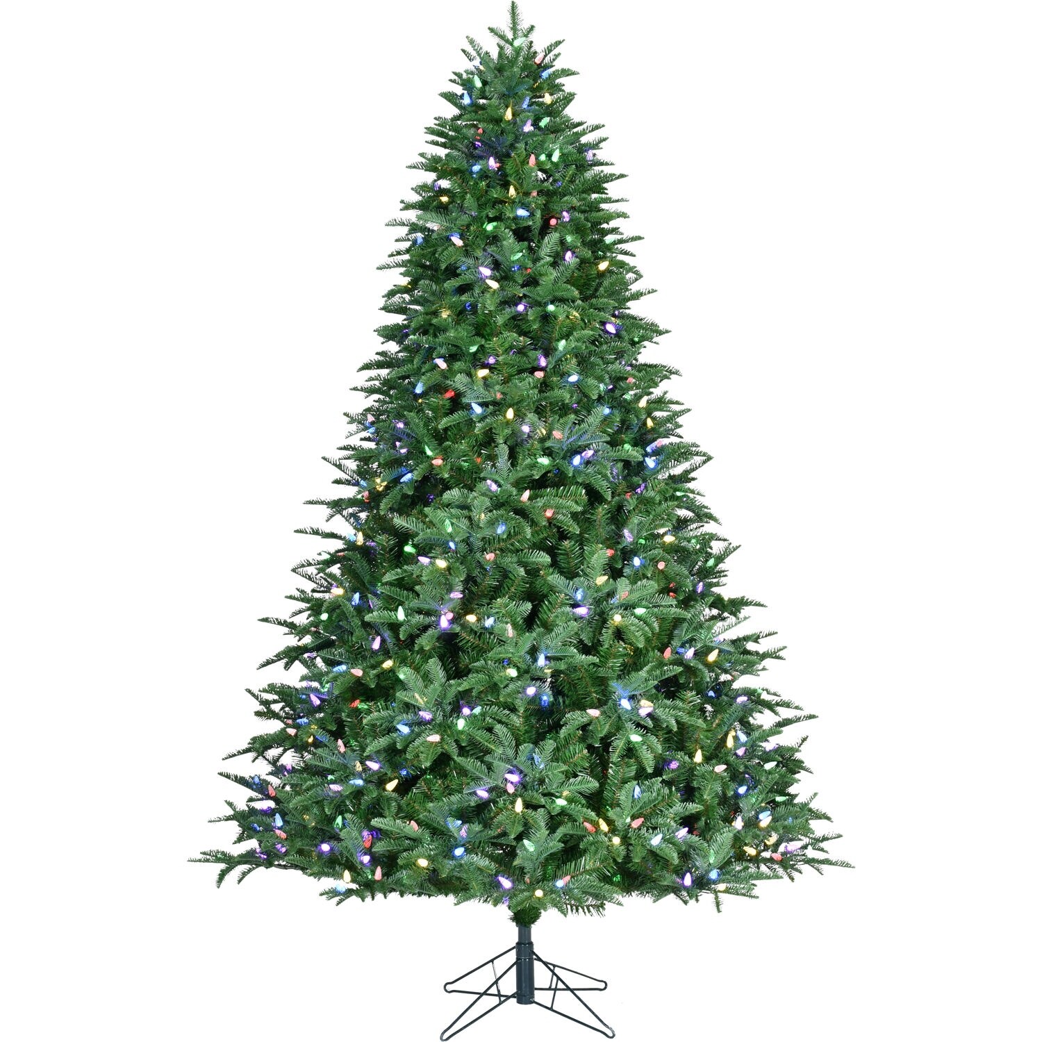 Fraser Hill Farm 7.5-ft. Jingle Pine Artificial Christmas Tree with Multicolor LED Lights and Remote Control - Green