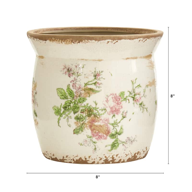 8" Tuscan Ceramic Floral Print Planter