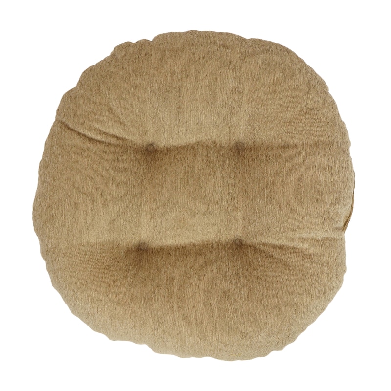 18-inch Round Jacquard Chenille Tufted Footstool Cushion - 18 x 18