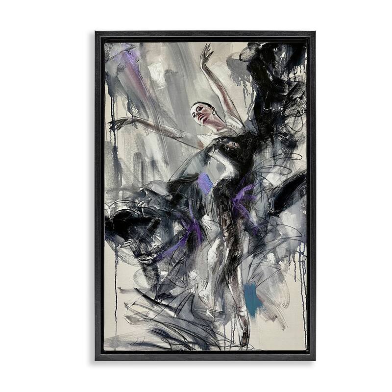Stupell Abstract Elegance Dancer Framed Floater Canvas Wall Art Design By Lucille Lee - 17 x 25 - Black