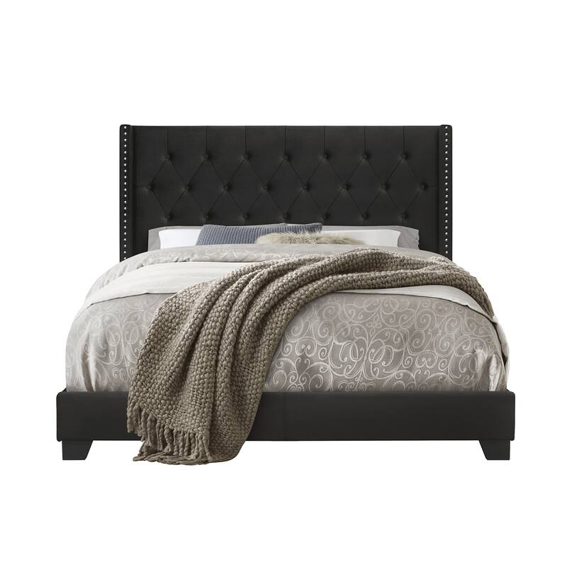 Brady Upholstered Tufted Wingback Panel Bed