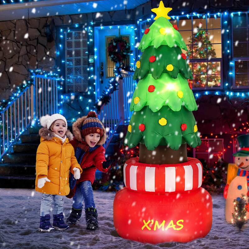 Costway 8 FT Christmas Inflatables with Built-in LED Lights Water Bags - See Details
