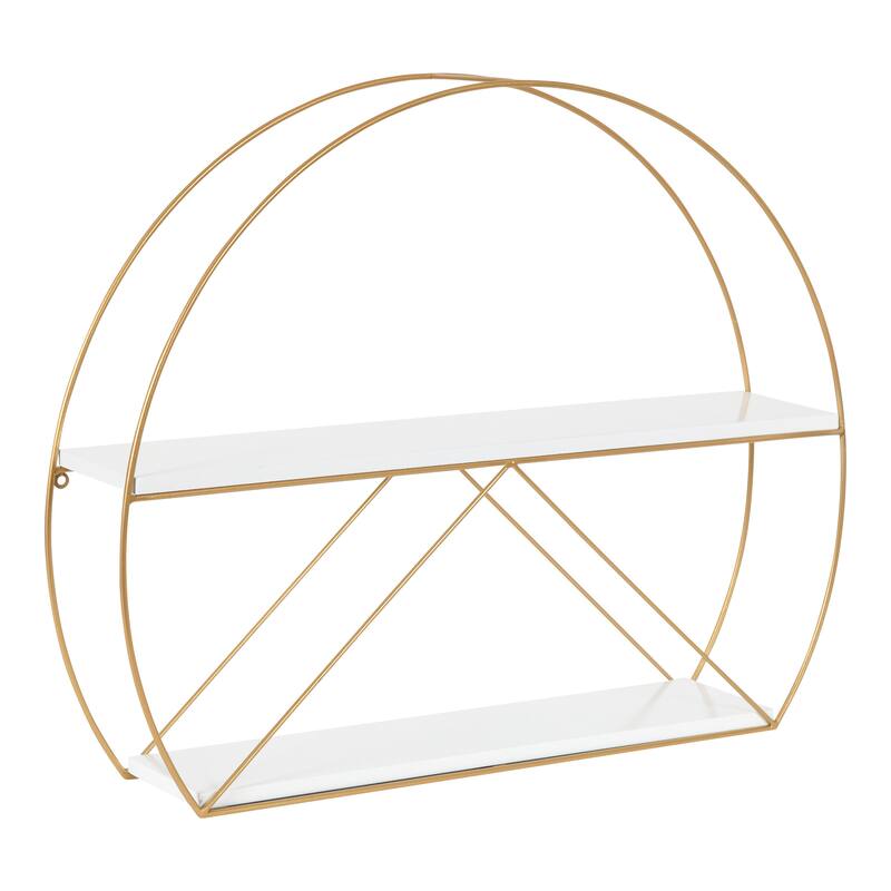Kate and Laurel Delmar Mid-century Modern Wall Shelf - 26x5x21 - White/Gold