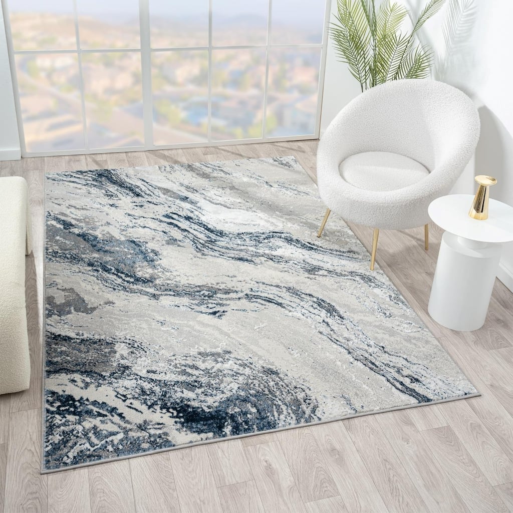 Luxe Weavers Modern Abstract Swirl Metallic Indoor Area Rug