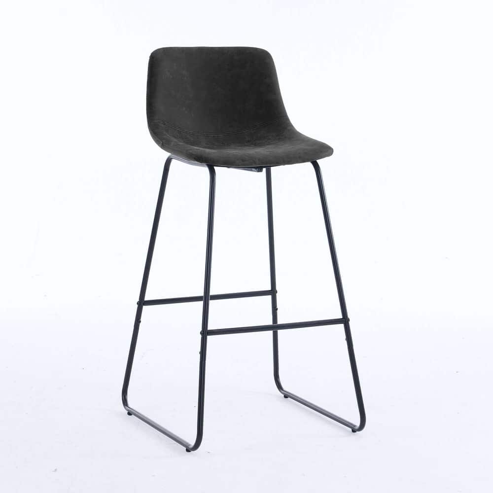 Faux Shearling Counter Height Bar Stools Set of 2, Upholstered Bar Stools with Footrest