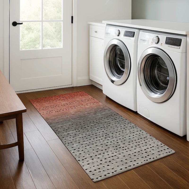 Premium Washable Super Soft Ombre Modern Mayfield Rug - Paprika - 2'3" x 7'6"