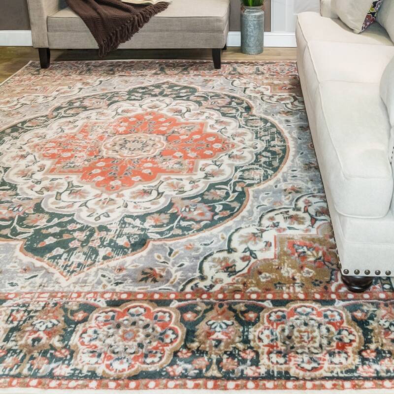 Superior Bodhi Vintage Floral Classic Medallion Indoor Area Rug or Runner