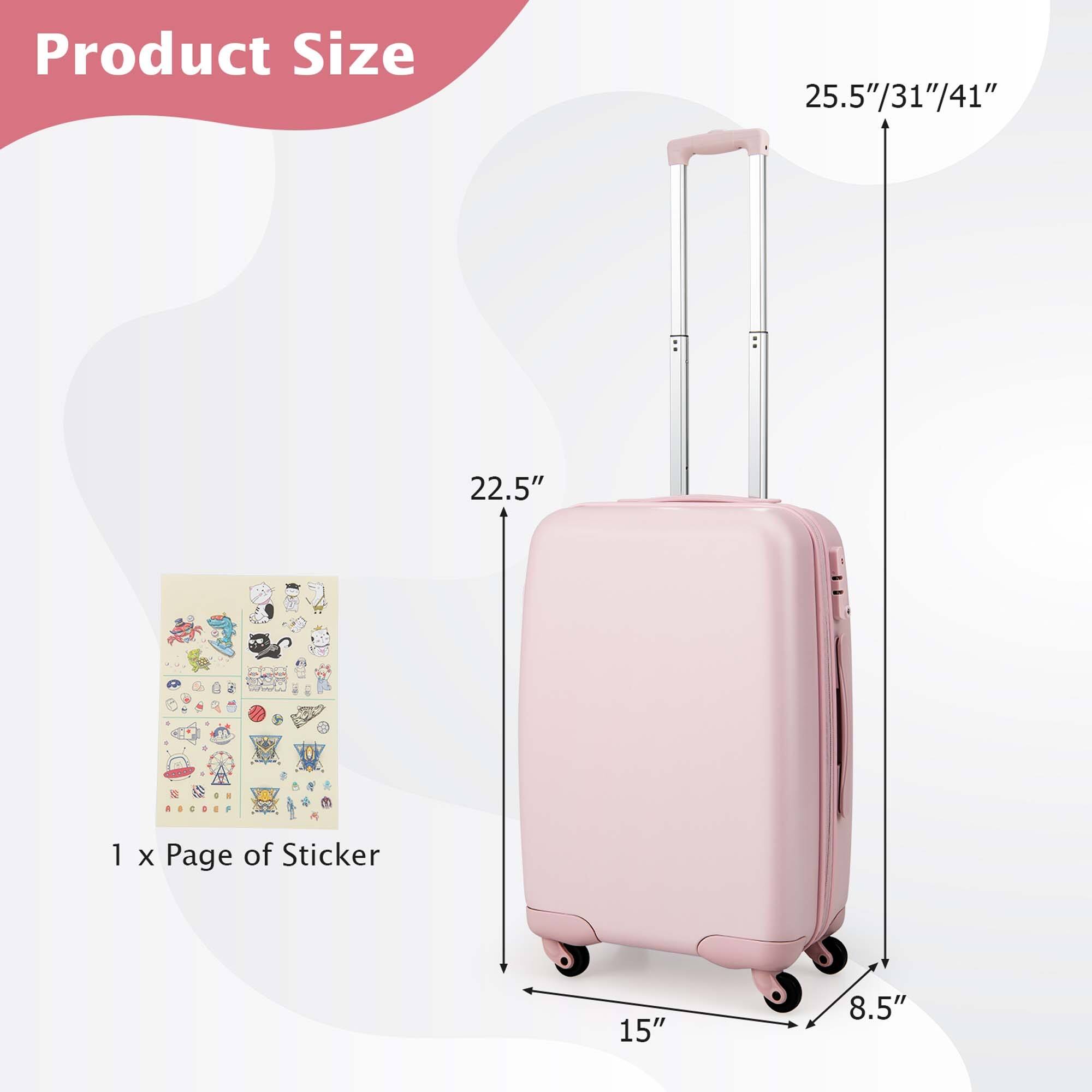 20'' Carryon Luggage PC Hardshell Lightweight Suitcase Blue/Pink On