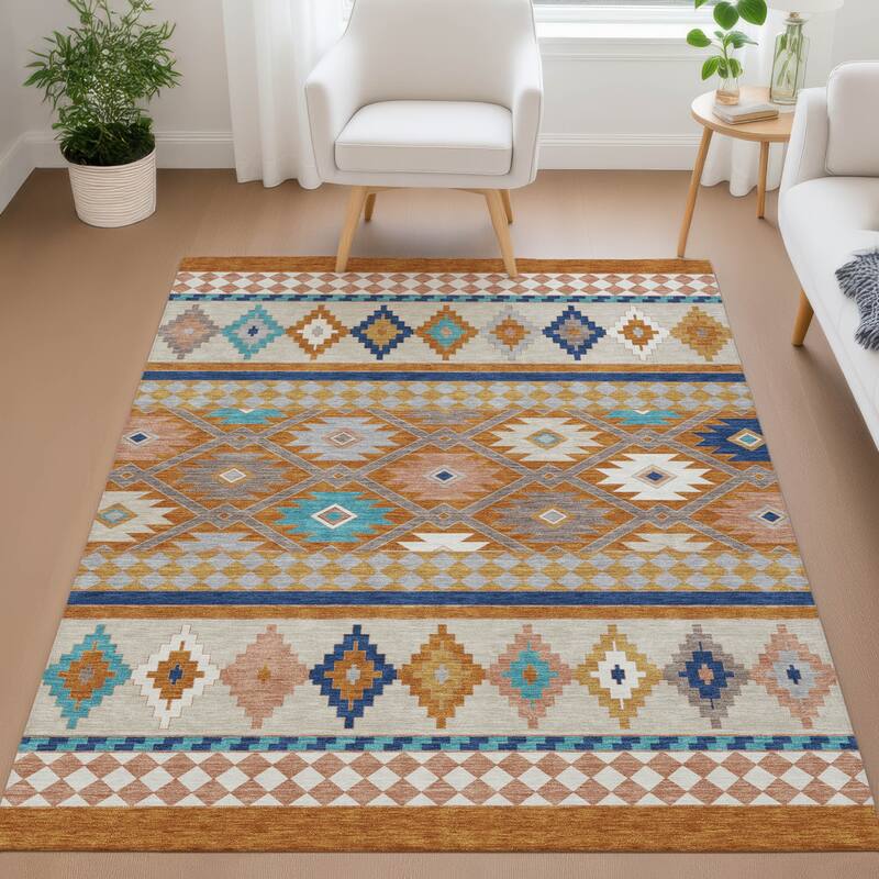 Machine Washable Indoor/ Outdoor Global Clemente Chantille Rug