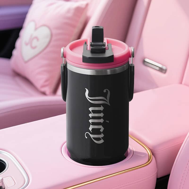 Juicy Couture Flip Fusion Hydration Stainless Steel Screw Top Tumbler with Flip Handle