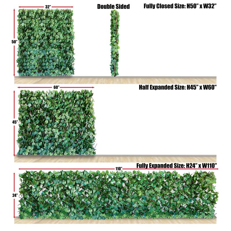 ColourTreeUSA 39" x 79" Expandable Artificial Ivy Leaf Vines Willow Trellis Privacy Fencing Screen