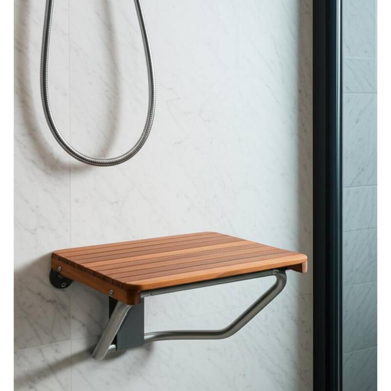 14" X 18" Brown Teak Rectangular Shower Bench - Brown