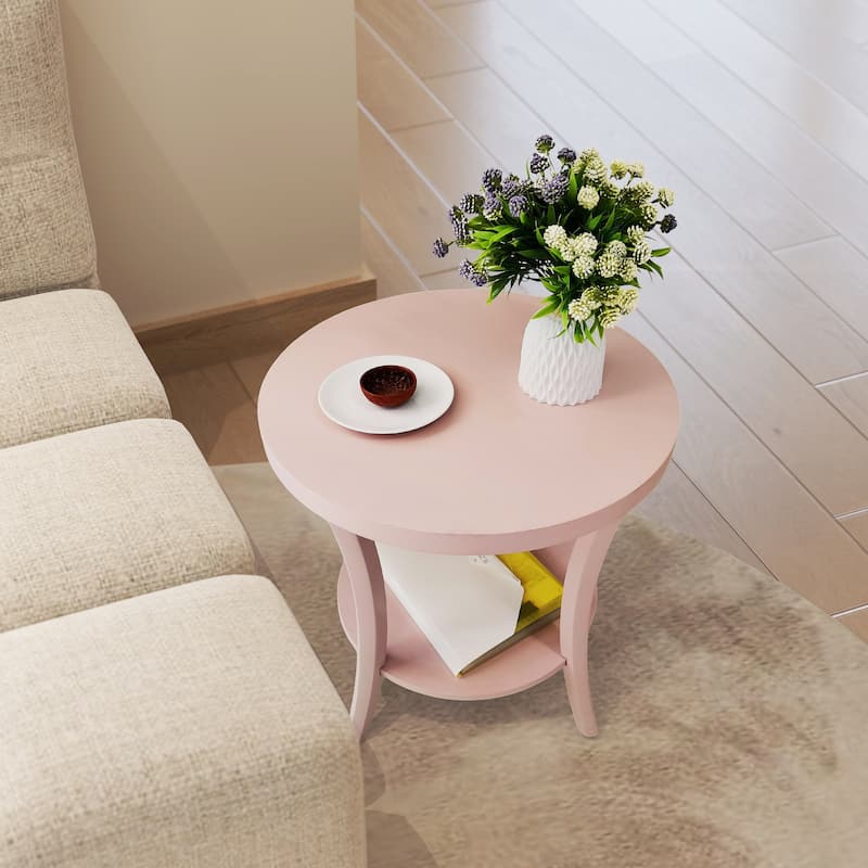 Roundhill Furniture Perth Contemporary Round Shelf End Table